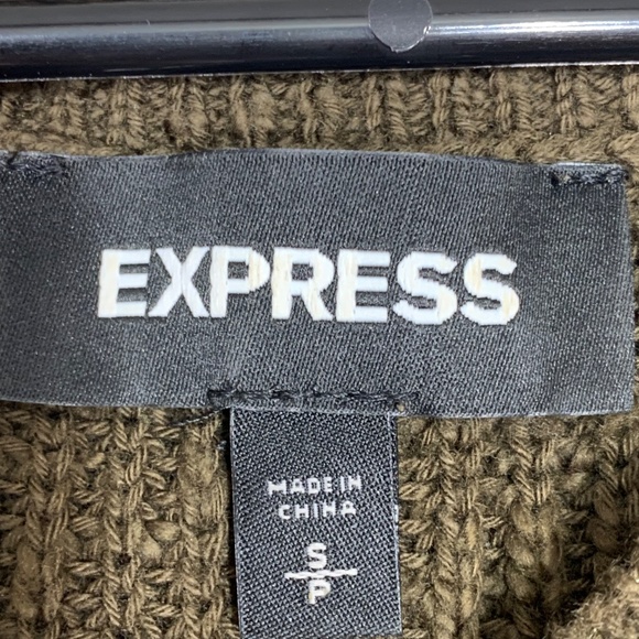 Express Women’s Olive Green Sweater Dress Size Small 100% Cotton Long Sleeve Tun - Picture 6 of 8